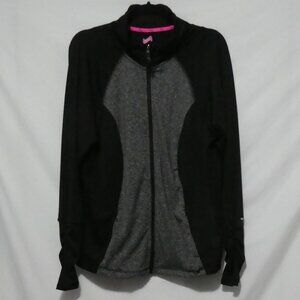 NOLA | 1X | Black and Grey Two-Tone Athletic Zip-Up Jacket | Silver Stripe Back